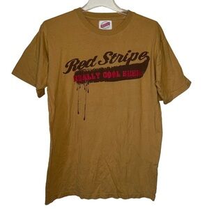 Red Stripe Really Cool Beer Mustard Yellow T-shirt Size Medium